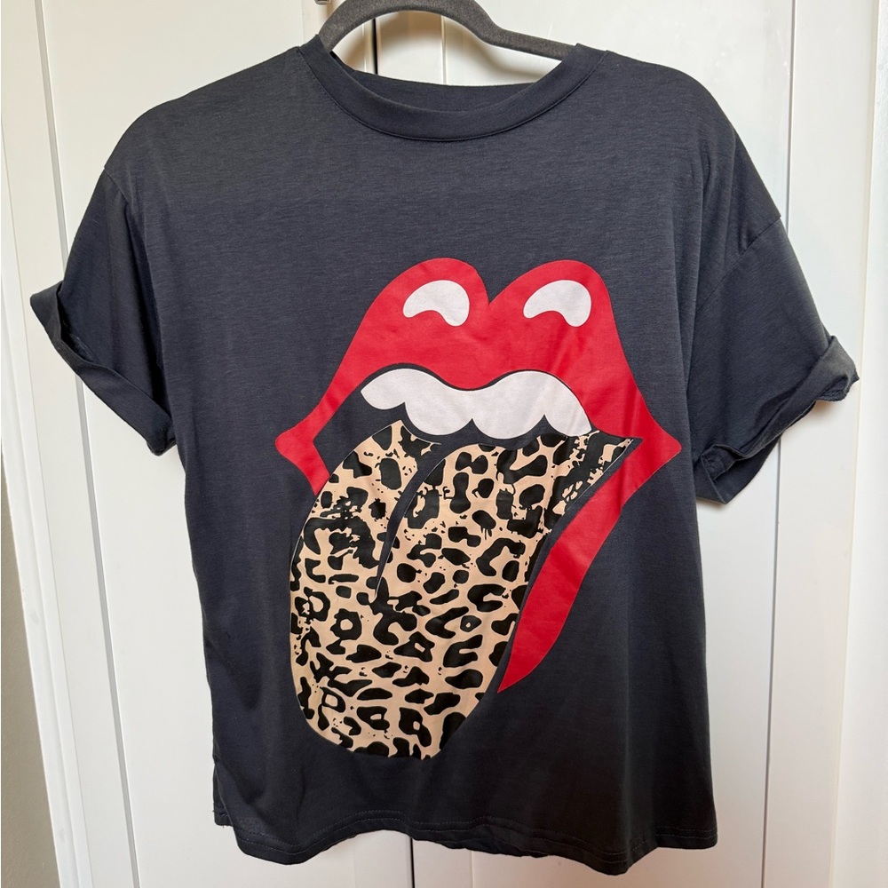 Leopard Red Lips Tee